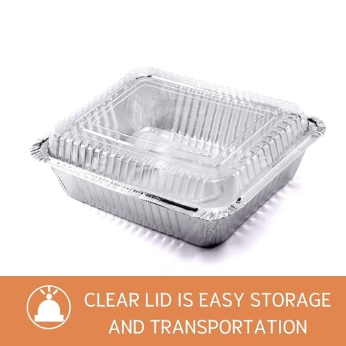 Findful (35 Pack) 8x8 Square Aluminum Baking Cake Pans with Clear Plastic Lids - Foil Pans with Lids - Disposable Food Containers Great for Cooking, Heating, Storing, Prepping Food - Image 4