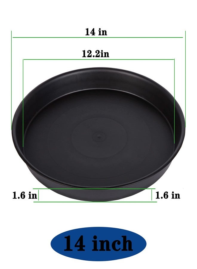 Bleuhome 4 Pack of 14 inch Plant Saucer, Heavy Duty Plant Saucer 14 inch Round, Plastic Plant Water Tray for Pots, Plant Saucers for Indoors, Bird Bath Bowls, Pot Trays for Planter 12"/13"/14" (Black) - Image 3