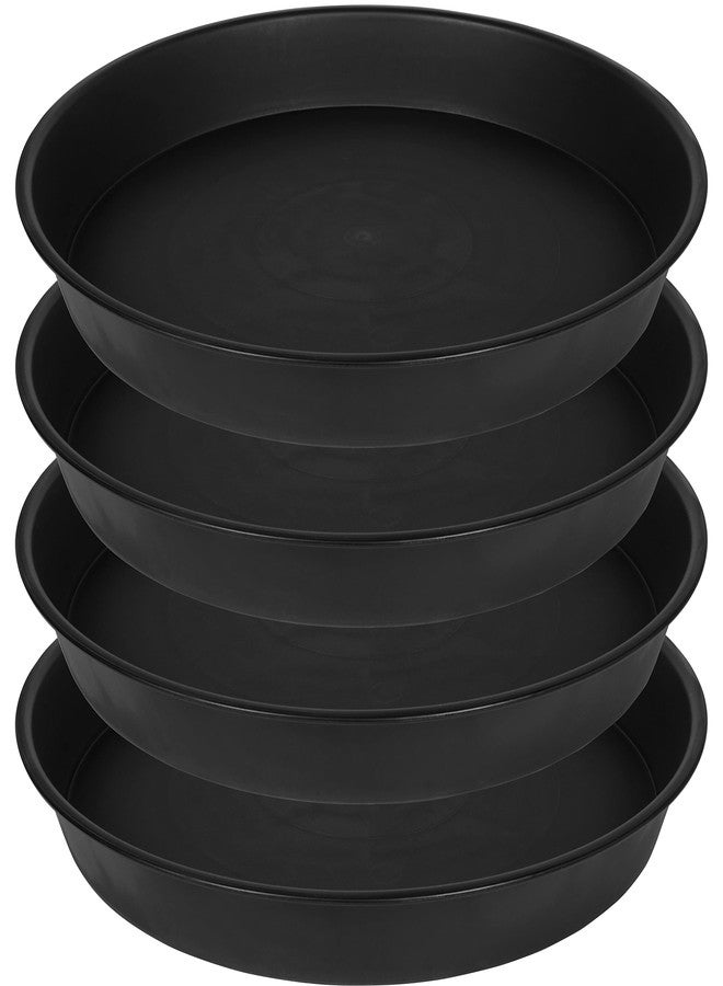 Bleuhome 4 Pack of 14 inch Plant Saucer, Heavy Duty Plant Saucer 14 inch Round, Plastic Plant Water Tray for Pots, Plant Saucers for Indoors, Bird Bath Bowls, Pot Trays for Planter 12"/13"/14" (Black) - Image 1