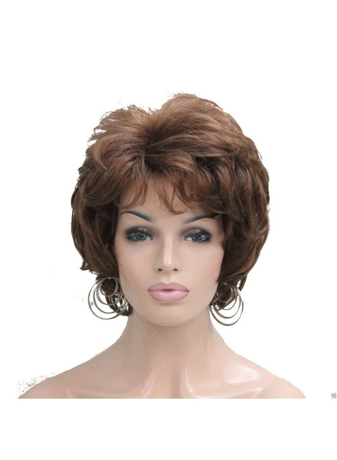 Lydell باروكة شعر صناعي قصيرة ومموجة للنساء بطول 6 بوصات (30 متوسط اللون بني محمر) - Image 1