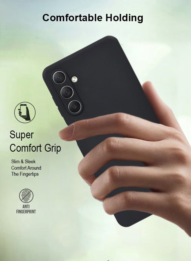 GMATE Samsung Galaxy A24 - Soft Flexible Silicone Protective Back Case Cover And Tempered Glass Screen Protector - Black - Image 3