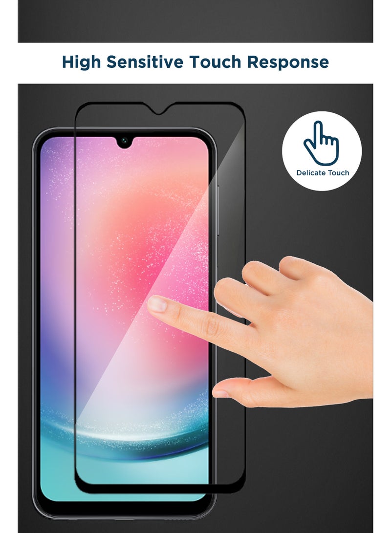 GMATE Samsung Galaxy A24 - Soft Flexible Silicone Protective Back Case Cover And Tempered Glass Screen Protector - Black - Image 4