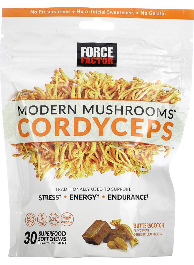 Force Factor Modern Mushrooms Cordyceps Butterscotch 30 Superfood Soft Chews