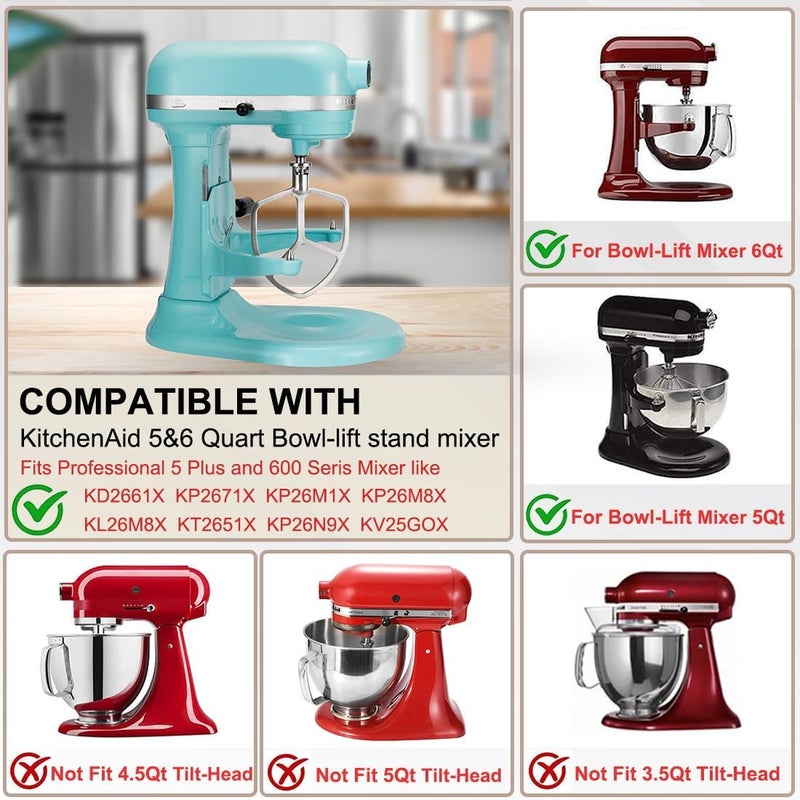Kainasch مضرب مسطح لخلاط KitchenAid سعة 5-6 كوارت من نوع رفع الوعاء، ملحق مجداف من الفولاذ المقاوم للصدأ المصقول بديل لخلاط Kitchen Aid - Image 2