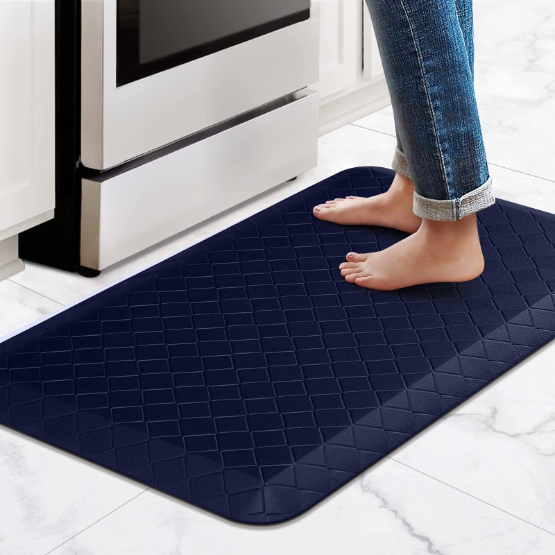 HappyTrends Kitchen Runner Rugs AntiFatigue mats  45 Inch Thick Non Slip Waterproof Ergonomic Comfort Mat for Kitchen Floor Home Office Sink Laundry 173x 28Blue