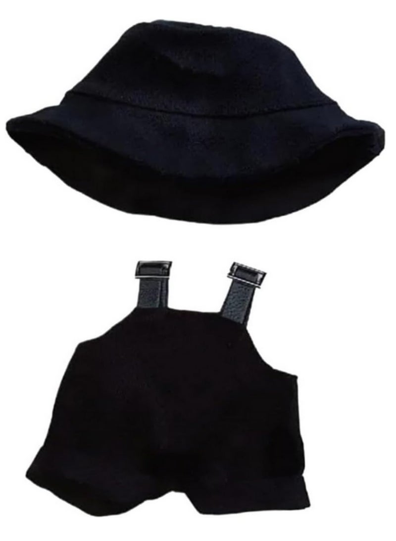 17cm Doll Clothes for 𝑳𝒂 𝒃𝒖𝒃𝒖 Dolls 1Piece Romper with Hat Set Stylish Fisherman Overalls & Hat Outfit Adorable Doll Accessories for Play & Display (No Doll Included) - Image 1