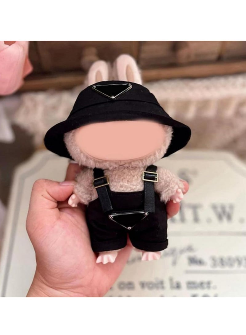 17cm Doll Clothes for 𝑳𝒂 𝒃𝒖𝒃𝒖 Dolls 1Piece Romper with Hat Set Stylish Fisherman Overalls & Hat Outfit Adorable Doll Accessories for Play & Display (No Doll Included) - Image 2