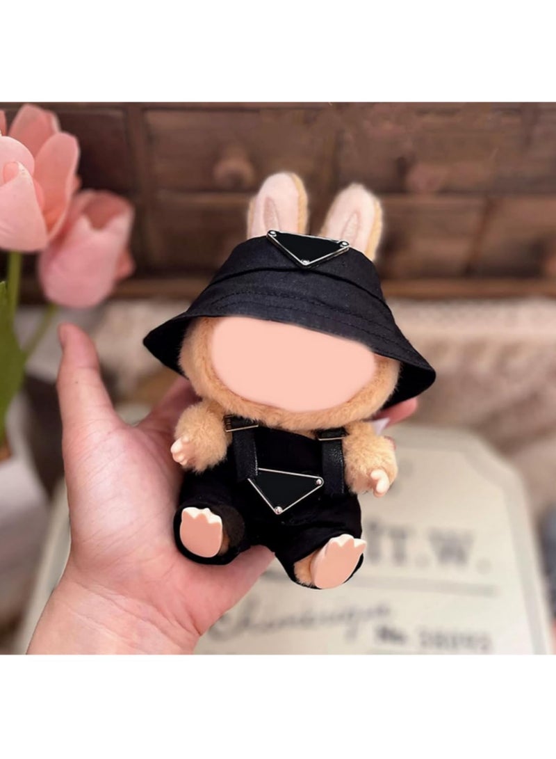 17cm Doll Clothes for 𝑳𝒂 𝒃𝒖𝒃𝒖 Dolls 1Piece Romper with Hat Set Stylish Fisherman Overalls & Hat Outfit Adorable Doll Accessories for Play & Display (No Doll Included) - Image 3