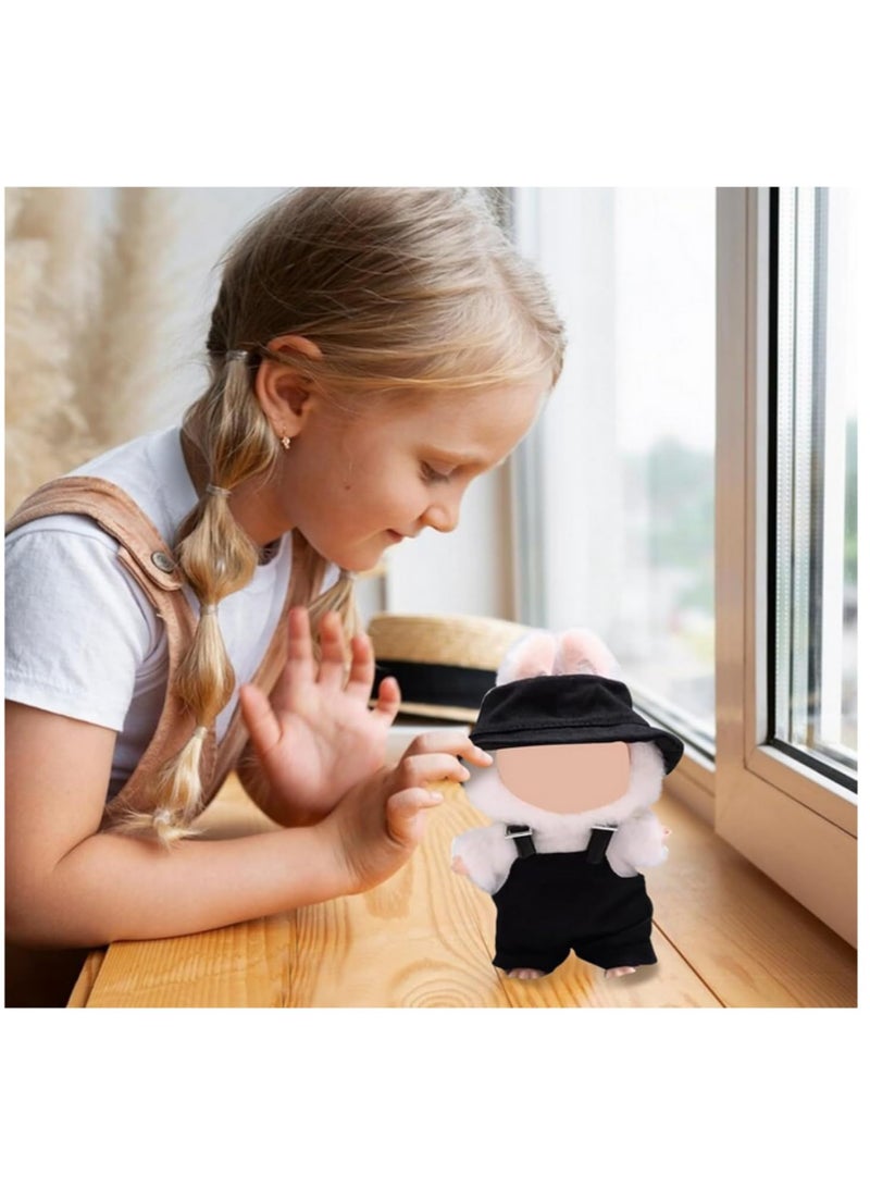 17cm Doll Clothes for 𝑳𝒂 𝒃𝒖𝒃𝒖 Dolls 1Piece Romper with Hat Set Stylish Fisherman Overalls & Hat Outfit Adorable Doll Accessories for Play & Display (No Doll Included) - Image 4