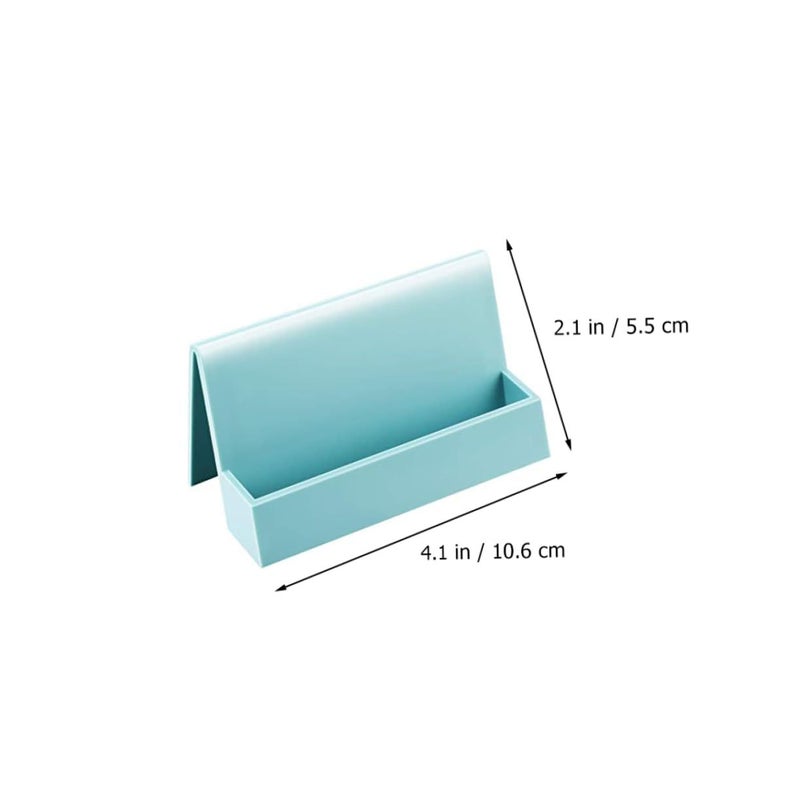 2pcs Lake Blue Plastic Business Card Holders Elegant Desktop Display Stand Office Use - Image 4