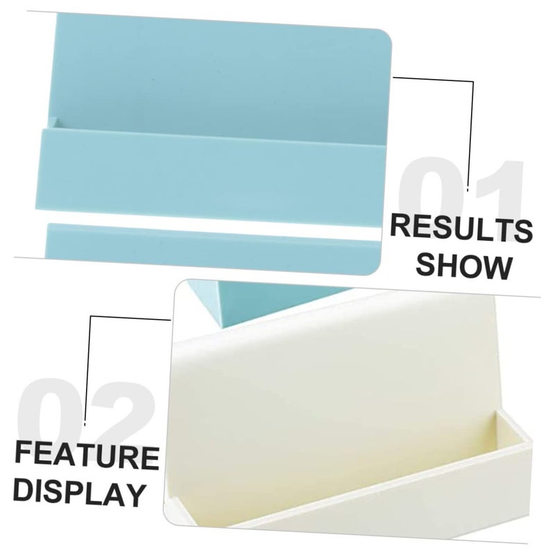 2pcs Lake Blue Plastic Business Card Holders Elegant Desktop Display Stand Office Use - Image 5