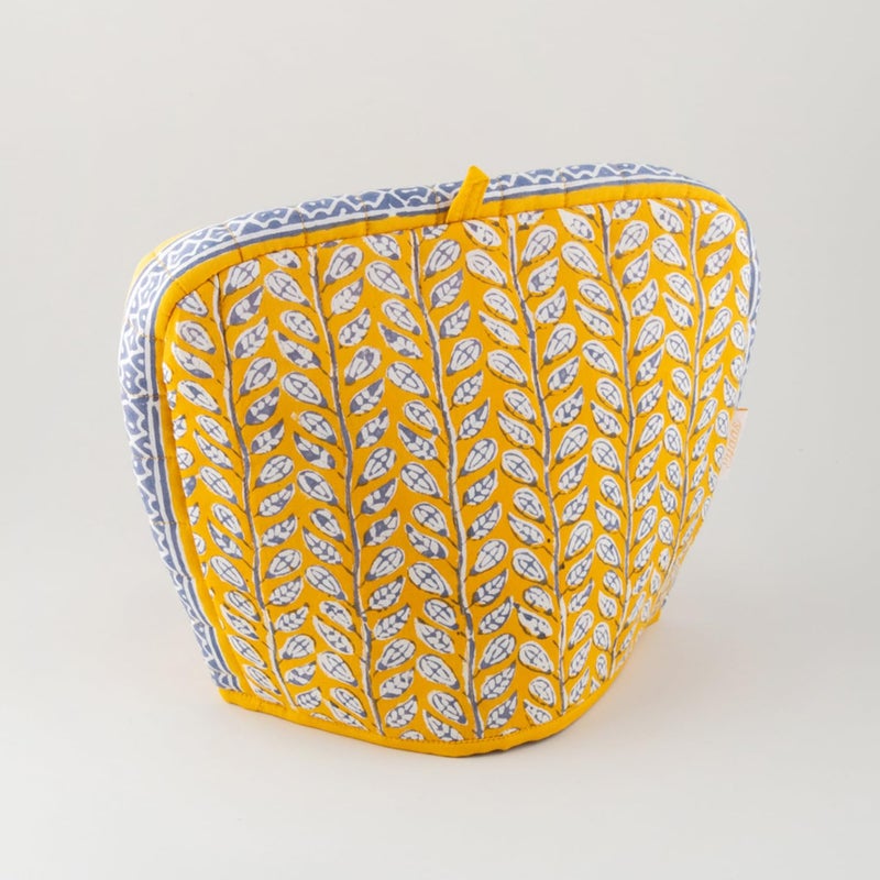 EYAAS LIVE LIFE Eyaas Hand Block Printed Cotton Quilted Tea Cozy Tea Pot Cover Kettle Warmer Kitchen Accessories Table Setting Gifts for Tea Lovers 9 x 115 inches Yellow  - Image 4