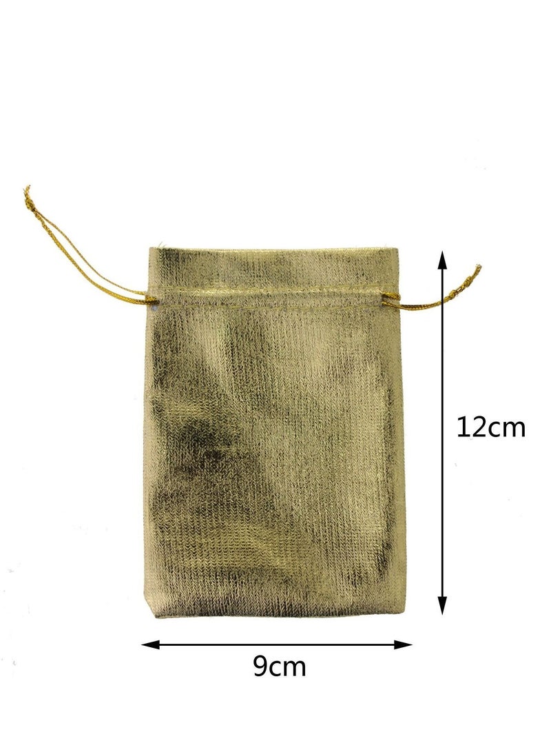 SYOSI 100 PCS 3X4 inches Drawstring Satin Bags Mixed Gold Silver Jewelry Wedding Party Marbles Coins Pouches Bag (100 pcs Mix Gold Silver)  - Image 4