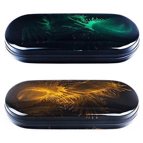 Vemiss Hard Shell Eyeglass Cases, Lightweight Portable Glasses Case for Women Men (2 Pack (Green, Yellow)) - Image 1