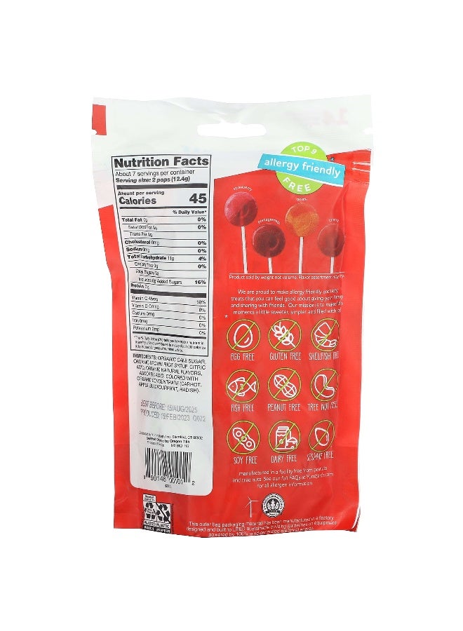 YumEarth YumEarth, Organic Pops, Assorted, 14 Individually Wrapped Pops, 3.1 oz (87 g)  - Image 2