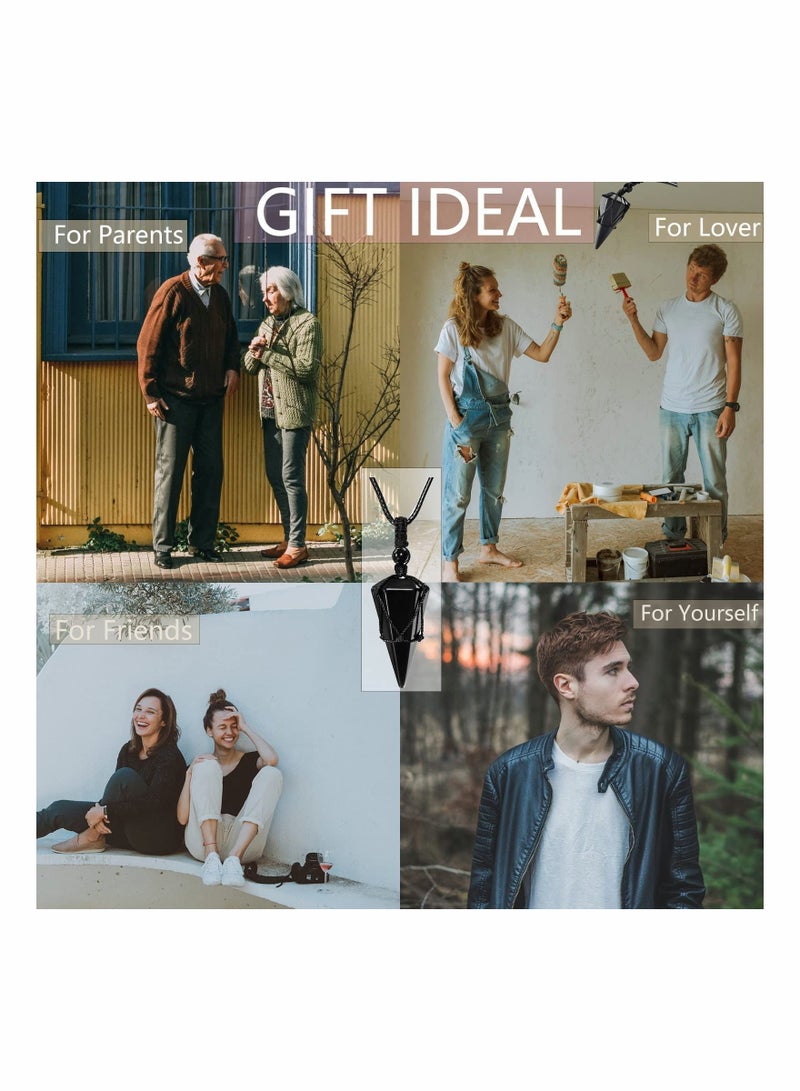 واي آند دي Healing Crystal Pendant Necklace Hexagonal Stone Pointed Gemstone for Men Women Reiki Chakra Pendulum with Adjustable Cord - Image 3