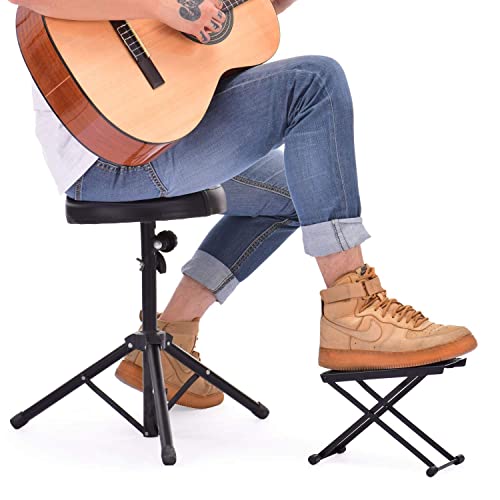 BLUEBERRY R-22, Guitar Foot Rest Stool Height Adjustable Footstool, More Stability with Rubber End Caps and Non-slip Rubber Pad, For Acoustic & Classical Guitar - (Black) - Image 1