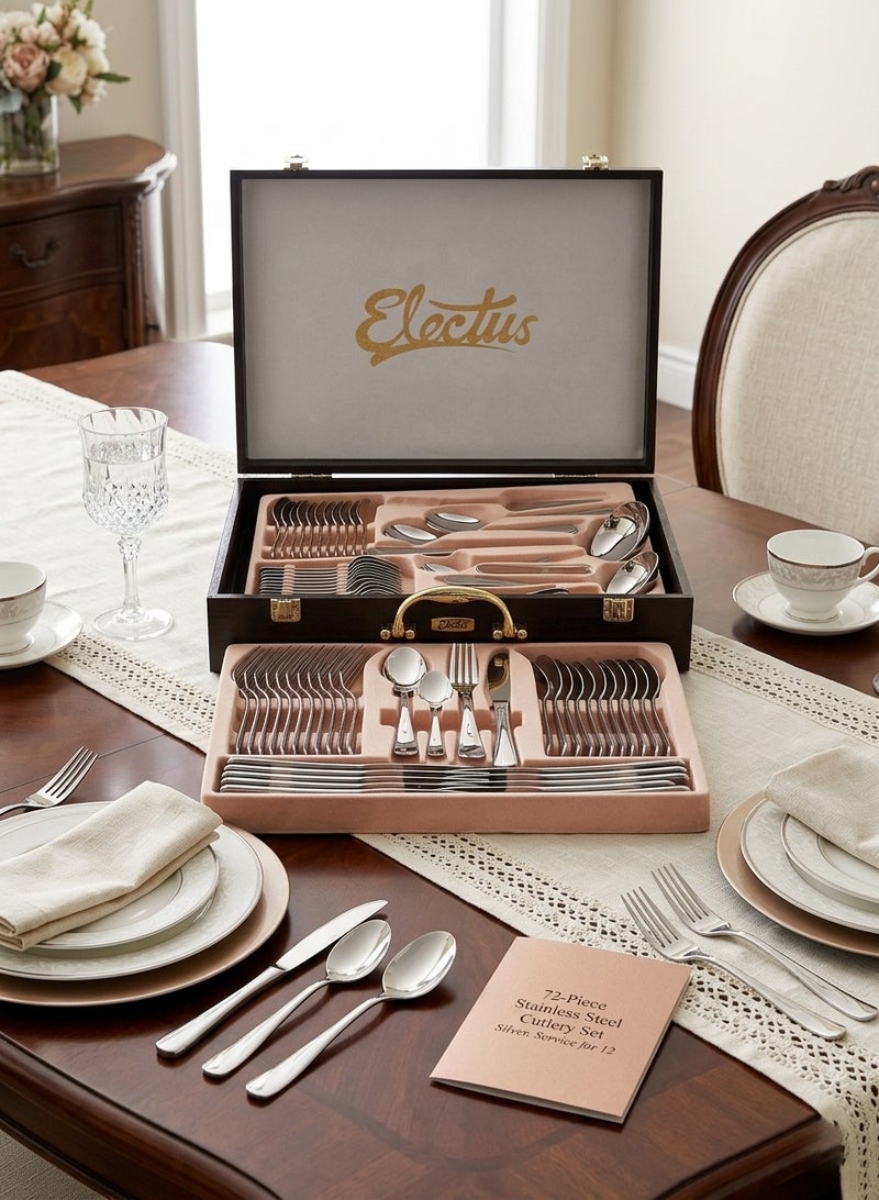 Electus 72-Piece Stainless Steel Cutlery Set Silver, Service for 12 - Image 1