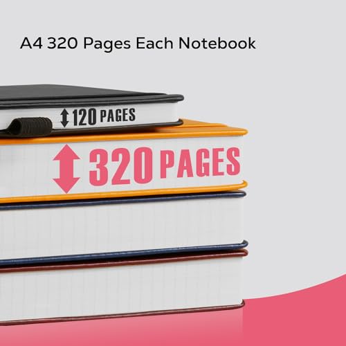 FOCUS DAY Lined Journal Notebook for Women/Men Writing Work, 320 Pages A4 Large Notebook notepads 8.5 x 11 for Note Taking, Hardcover Leather Journal, 100Gsm Thick Paper, Pink - Image 3