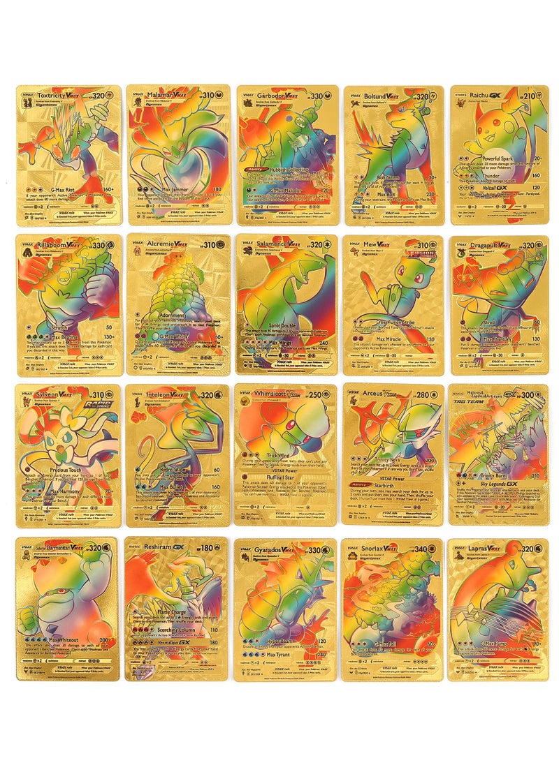 Pokemon - Golden foiled Pokemon Cards Rainbow Set (110 Pcs 55 Gold and 55 Rainbow) Pokemon Cards Including Vmax Rares V Series GX EX Rares Charizard Cards ( Random pic and design on cards box cover) - Image 1