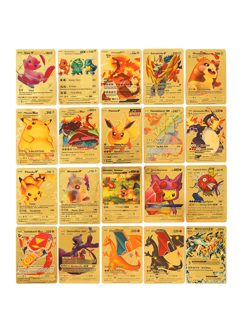 Pokemon - Golden foiled Pokemon Cards Rainbow Set (110 Pcs 55 Gold and 55 Rainbow) Pokemon Cards Including Vmax Rares V Series GX EX Rares Charizard Cards ( Random pic and design on cards box cover) - Image 1