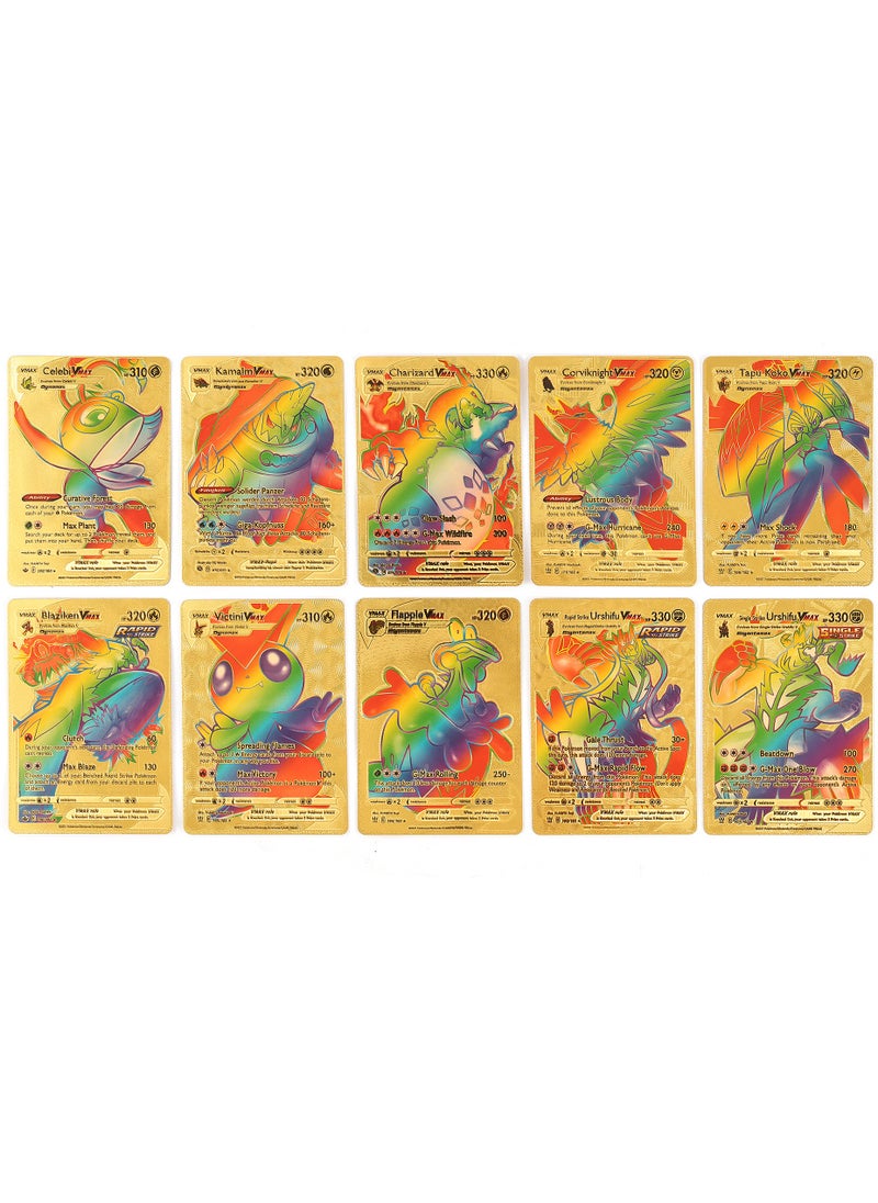 Pokemon - Golden foiled Pokemon Cards Rainbow Set (110 Pcs 55 Gold and 55 Rainbow) Pokemon Cards Including Vmax Rares V Series GX EX Rares Charizard Cards ( Random pic and design on cards box cover) - Image 1