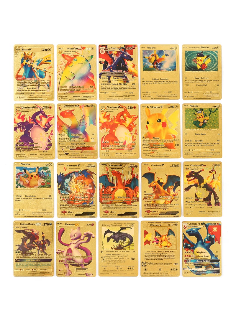 Pokemon - Golden foiled Pokemon Cards Rainbow Set (110 Pcs 55 Gold and 55 Rainbow) Pokemon Cards Including Vmax Rares V Series GX EX Rares Charizard Cards ( Random pic and design on cards box cover) - Image 1