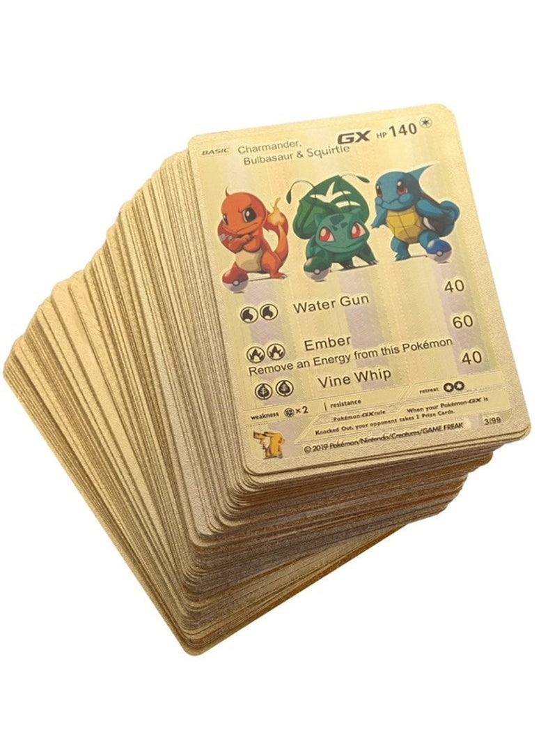 Pokemon - Golden foiled Pokemon Cards Rainbow Set (110 Pcs 55 Gold and 55 Rainbow) Pokemon Cards Including Vmax Rares V Series GX EX Rares Charizard Cards ( Random pic and design on cards box cover) - Image 1
