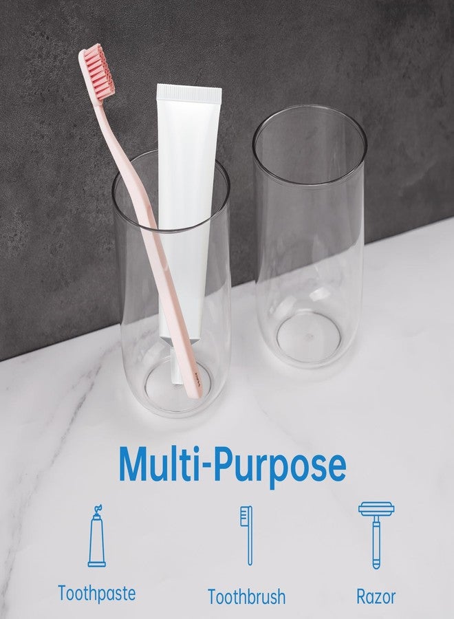 NiHome Toothbrush Holders for Bathrooms 3 Pcs, Plastic Reusable Bathroom Tumbler Toothbrush Cups, 13.5oz Unbreakable Mouthwash Cups Easy to Clean (Clear) - Image 2