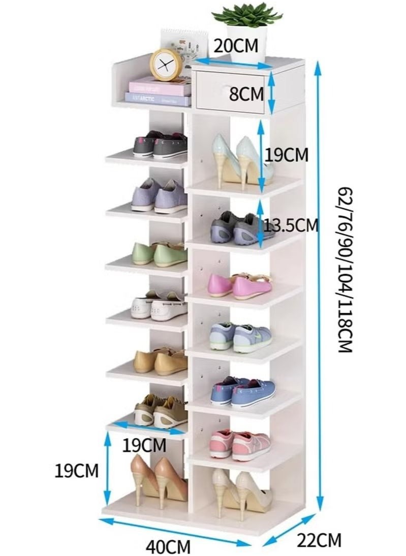 BLOOMING TIME - 8-layer freestanding shoe rack with drawers, space-saving sub-shelves, suitable for entrances, bedrooms, corridors - Image 1
