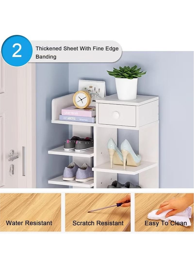 BLOOMING TIME - 8-layer freestanding shoe rack with drawers, space-saving sub-shelves, suitable for entrances, bedrooms, corridors - Image 1