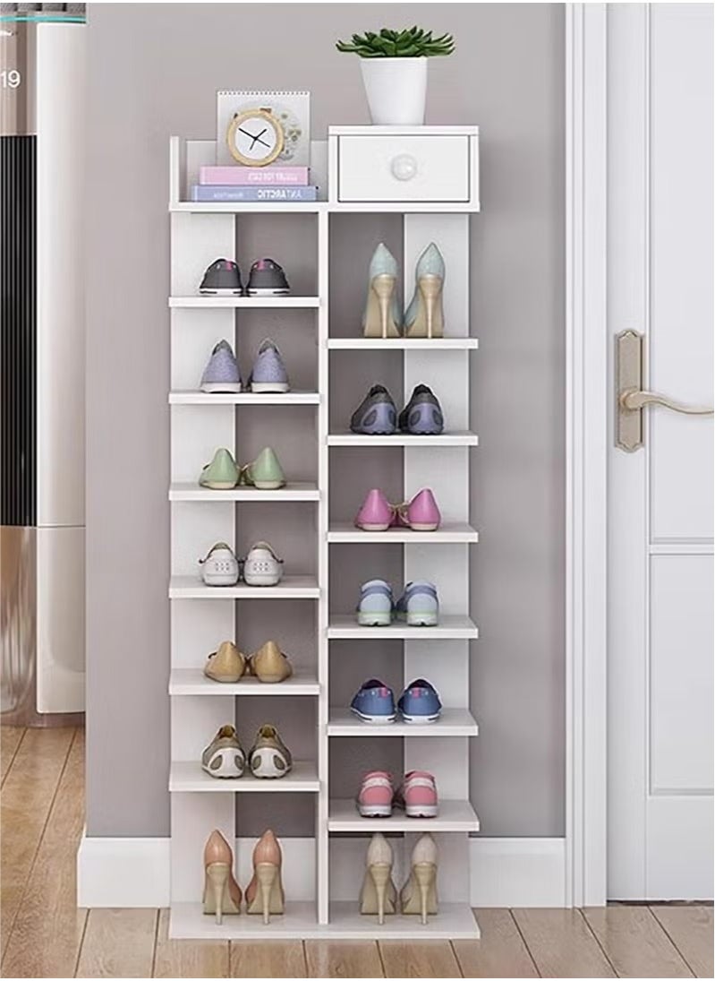 BLOOMING TIME - 8-layer freestanding shoe rack with drawers, space-saving sub-shelves, suitable for entrances, bedrooms, corridors - Image 1