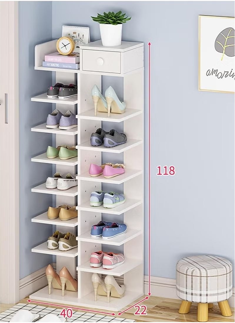 BLOOMING TIME - 8-layer freestanding shoe rack with drawers, space-saving sub-shelves, suitable for entrances, bedrooms, corridors - Image 1