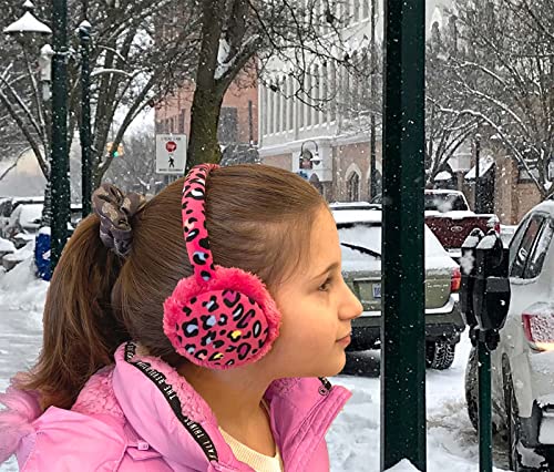 N'Ice Caps Kids Earmuffs Girls Winter Warm Adjustable Soft Plush Padded (One Size, Cheetah Print) - Image 4