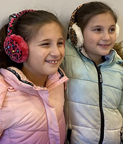 N'Ice Caps Kids Earmuffs Girls Winter Warm Adjustable Soft Plush Padded (One Size, Cheetah Print) - Image 3