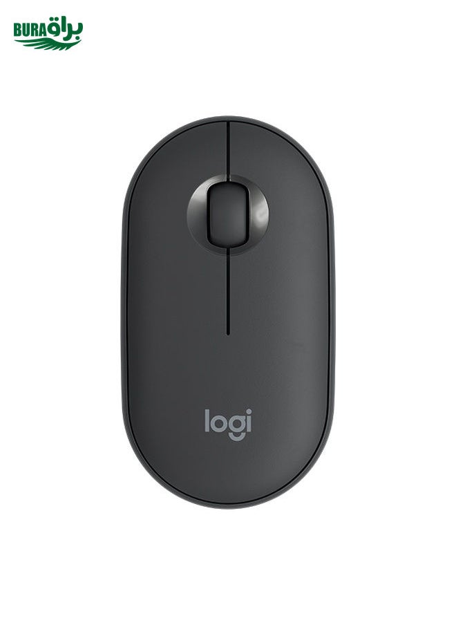 BURAQ Logitech Pebble Cobblestone Shape Thin 3-keys 1000DPI Mute Wireless Bluetooth Optical Mouse, Wireless Range: 10m (Black)  - Image 2