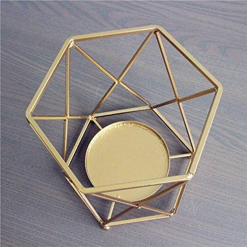 Quace Set of 3 Nordic Style Candle Holder Gold Geometric Metal Iron Art Candle Base… - Image 4