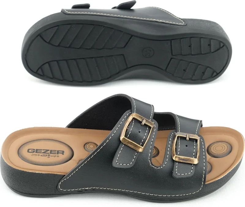 جيزر Summer Comfortable Sole Two Buckle Adjustable Faux Leather Daily Women's Slippers