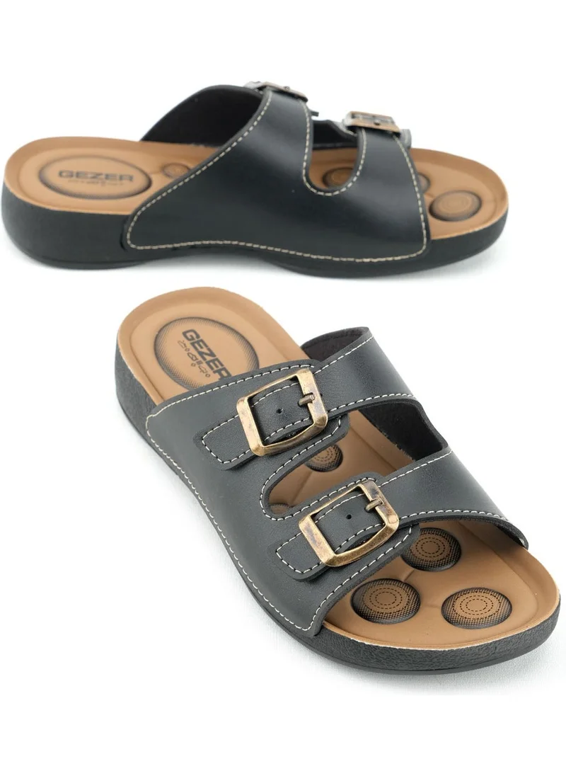 جيزر Summer Comfortable Sole Two Buckle Adjustable Faux Leather Daily Women's Slippers