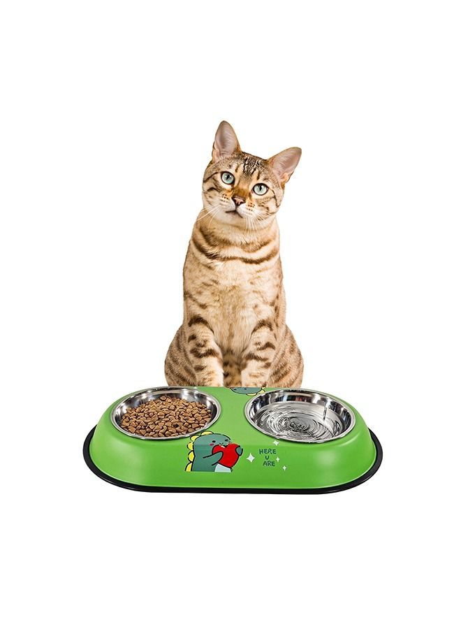 MAJIBAO Pet Food & Water Feeder in Stainless Steel Bowls Feeder for Cats & Dogs, Rubber or Silicon Grip for No Sliding, Metal Casing or Bowls Holder, Normal Size Bowls, Bowl Diameter 14 Cm  - Image 1