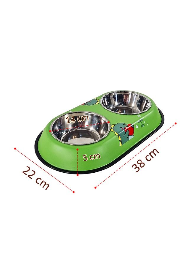 MAJIBAO Pet Food & Water Feeder in Stainless Steel Bowls Feeder for Cats & Dogs, Rubber or Silicon Grip for No Sliding, Metal Casing or Bowls Holder, Normal Size Bowls, Bowl Diameter 14 Cm  - Image 3