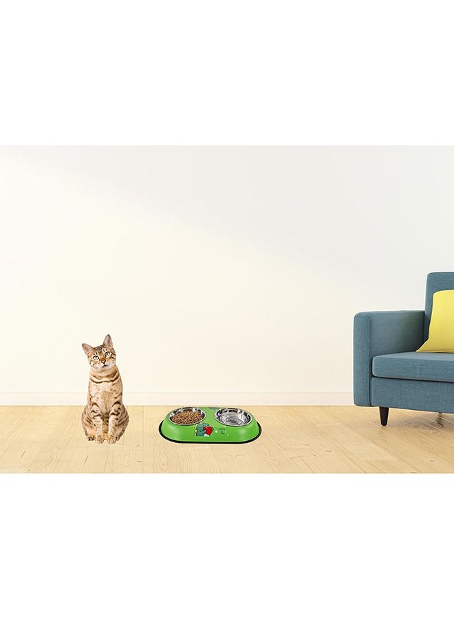 MAJIBAO Pet Food & Water Feeder in Stainless Steel Bowls Feeder for Cats & Dogs, Rubber or Silicon Grip for No Sliding, Metal Casing or Bowls Holder, Normal Size Bowls, Bowl Diameter 14 Cm  - Image 2