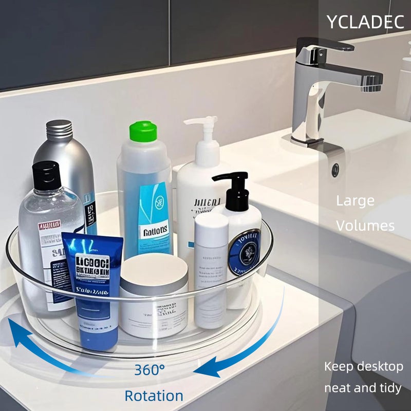 YCLADEC 2 Pack Lazy Susan 11.5" Inch Turntable Organizer Organization Storage Container Bins Spice Rack Cabinet Rotating Condiment for Pantry Countertop Kitchen Vanity Bathroom Jewelry Holder Clear - Image 4