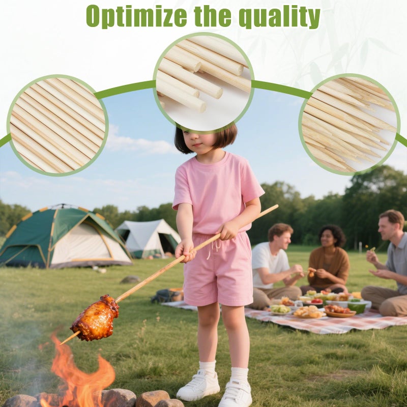 Aerisque 100PCS 36 inch Bamboo Skewers for Marshmallows,S'Mores,Fire Pit,BBQ,Kabob,Grilling, Camping.More Size Choices 6"/8"/10"/12"/36" - Image 4