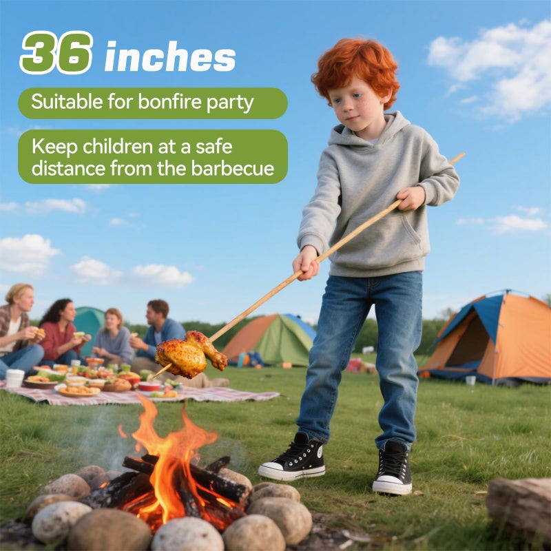 Aerisque 100PCS 36 inch Bamboo Skewers for Marshmallows,S'Mores,Fire Pit,BBQ,Kabob,Grilling, Camping.More Size Choices 6"/8"/10"/12"/36" - Image 3