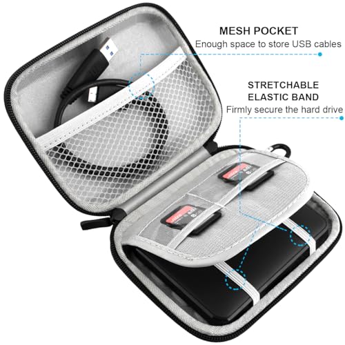 Lacdo Hard Drive Carrying Case for Seagate PortableSeagate One TouchGame Drive for PS5 Ultra Touch Portable External Hard Drive HDD 1TB 2TB 4TB 5TB USB 30 Shockproof Travel Bag Black - Image 3