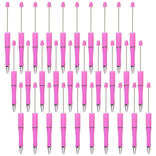 jiebor 30Pcs Pink Beadable Pens Plastic Bead Ballpoint DIY Cute Cool Pens Black Ink for Women Men Bridal Graduation Gift Office Supplies - Image 1