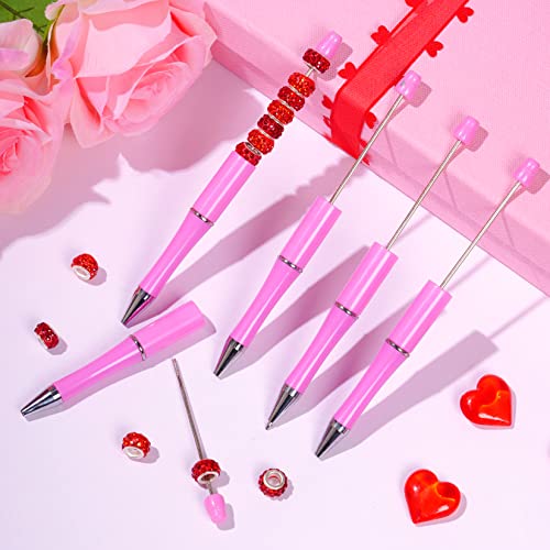 jiebor 30Pcs Pink Beadable Pens Plastic Bead Ballpoint DIY Cute Cool Pens Black Ink for Women Men Bridal Graduation Gift Office Supplies - Image 3