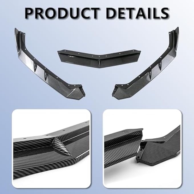 Fancemot Carbon Fiber Front Bumper Lip Compatible with Corvette C8 2020-2025, Front Splitter Protector Body Set - Image 3
