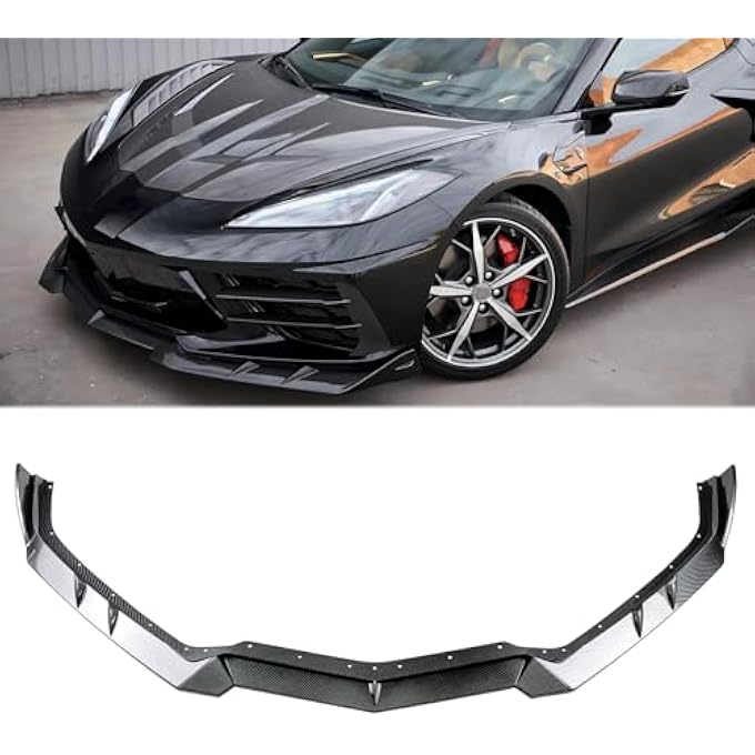 Fancemot Carbon Fiber Front Bumper Lip Compatible with Corvette C8 2020-2025, Front Splitter Protector Body Set - Image 1